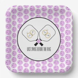 Letztes Swing vor der Ring-Hochzeit Pickleball Pappteller