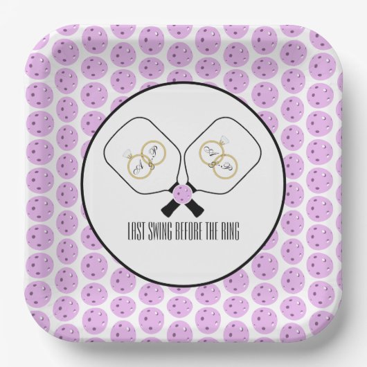 Letztes Swing vor der Ring-Hochzeit Pickleball Pappteller (Vorderseite)