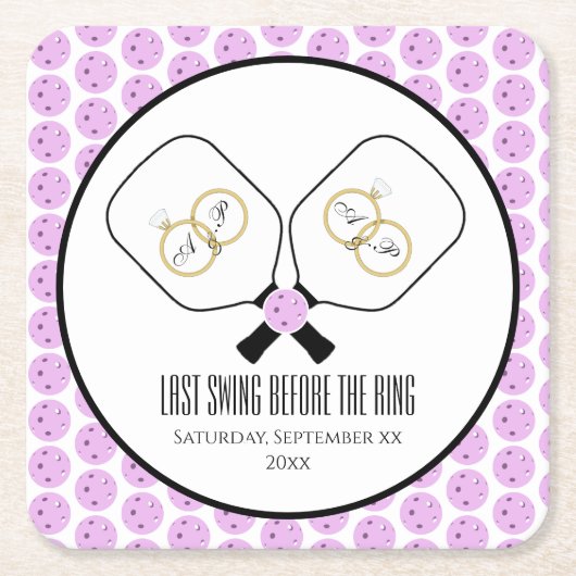Letztes Swing vor der Ring-Hochzeit Pickleball Rechteckiger Pappuntersetzer (Vorderseite)
