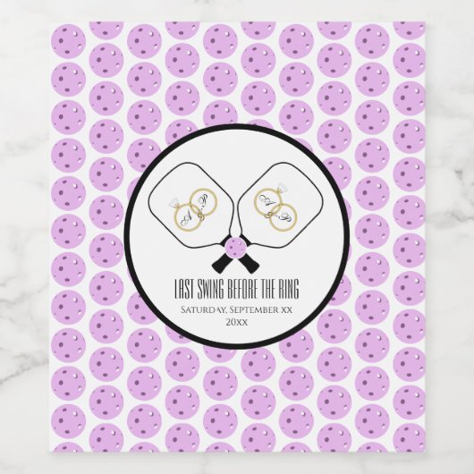 Letztes Swing vor der Ring-Hochzeit Pickleball Weinetikett (Einzelnes Label)