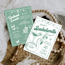Letztes Toast Green Beach Bachelorette Wochenende Einladung