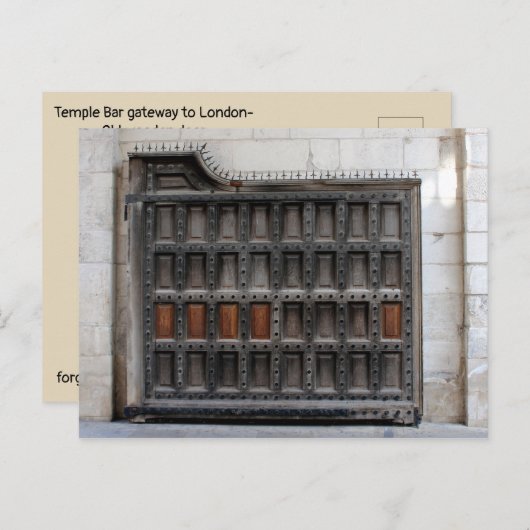 Letztes Tor zur Stadt London - Temple Bar Postkarte (Vorne/Hinten)