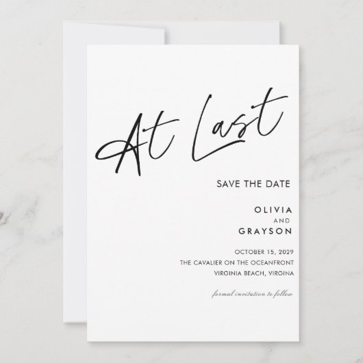 Letztlich bearbeitbar modern Save the Date Minimal (Vorderseite)