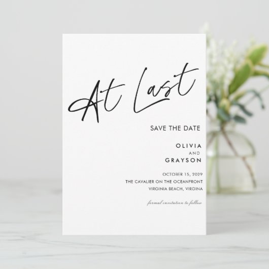 Letztlich bearbeitbar modern Save the Date Minimal (Stehend Vorderseite)