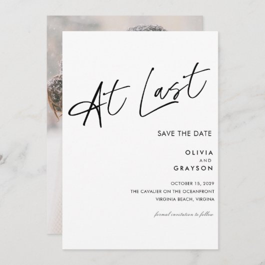 Letztlich bearbeitbar modern Save the Date Minimal (Vorne/Hinten)