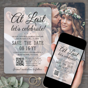 Letztlich QR Code & Foto Overlay Hochzeitsempfang Save The Date