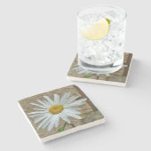 Leucanthemum Bloom Steinuntersetzer (Seitenansicht)