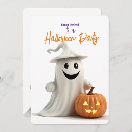 LEUCHENGHOST MIT PUMPKIN-HALLOWEEN-PARTY EINLADUNG (Vorne/Hinten)