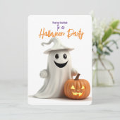 LEUCHENGHOST MIT PUMPKIN-HALLOWEEN-PARTY EINLADUNG (Stehend Vorderseite)