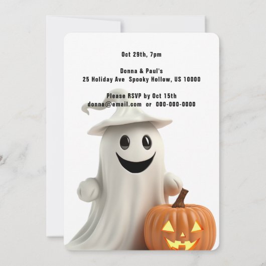 LEUCHENGHOST MIT PUMPKIN-HALLOWEEN-PARTY EINLADUNG (Rückseite)