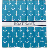 Leuchtblauer Ankermuster Nautical Boat Name Duschvorhang (Vorderseite)