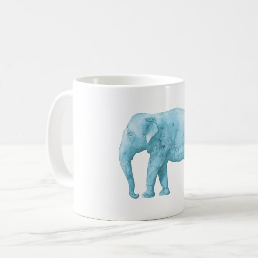 Leuchtblauer Elefant in Wasserfarbe Kaffeetasse (Vorderseite Links)