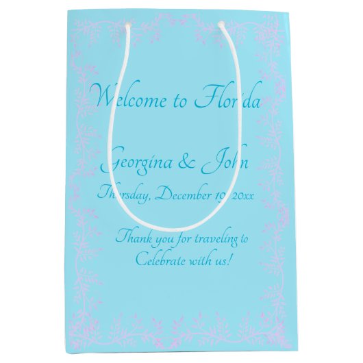 Leuchtblauer Personalisierter Gastgeschenk Mittlere Geschenktüte (Vorderseite)