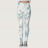 Leuchtblauer Polka-Dot und Blumenmuster Leggings (Vorderseite)