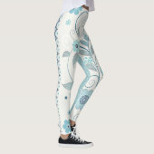 Leuchtblauer Polka-Dot und Blumenmuster Leggings (Rechts)