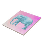 Leuchtblauer Wasserfarbenelefon auf rosa Hintergru Fliese (Seite)