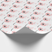 Leuchte aus rotem Herzen auf weiß Geschenkpapier (Ecke)