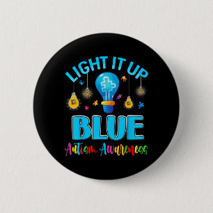 Leuchte Blau Autistisch Autismus-Bewusstsein Männe Button