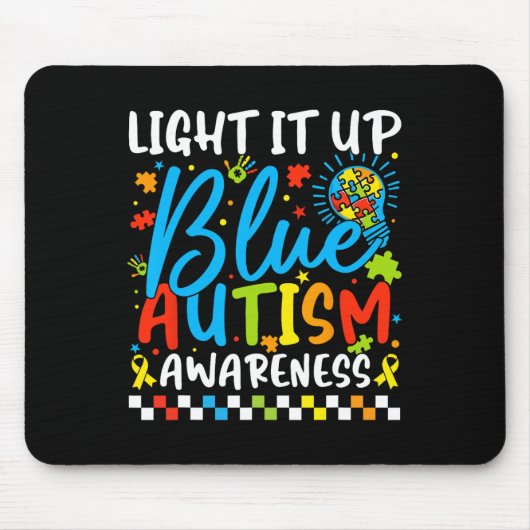 Leuchte es Blau Autismus-Bewusstsein Puzzle Männer Mousepad (Vorne)