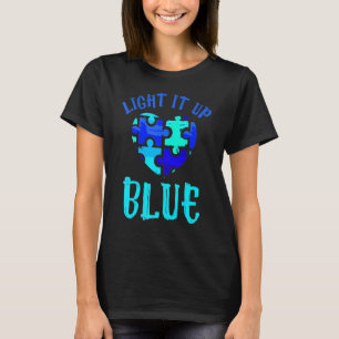 Leuchte es Blau Autismus-Bewusstsein Puzzle-Teil R T-Shirt