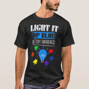 Leuchte es Blau Autismus-Bewusstsein Puzzle Teil R T-Shirt
