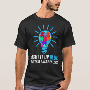 Leuchte es Blau Autismus-Bewusstseins-Schleifen-Pu T-Shirt