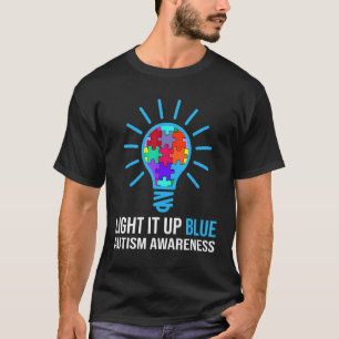 Leuchte es Blau Autismus-Bewusstseins-Schleifen-Pu T-Shirt