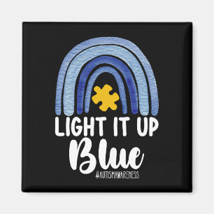 Leuchte es Blau Rainbow Autismus-Bewusstsein Famil Magnet