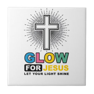 Leuchte für Jesus Christliches Kreuz Licht-Shirt-D Fliese