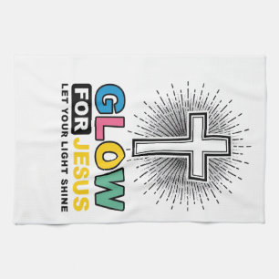 Leuchte für Jesus Christliches Kreuz Licht-Shirt-D Geschirrtuch