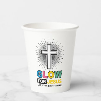 Leuchte für Jesus Christliches Kreuz Licht-Shirt-D Pappbecher
