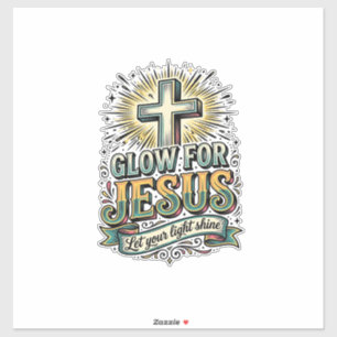 Leuchte für Jesus Vintage Christian Kreuz Shirt Aufkleber
