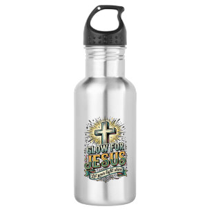 Leuchte für Jesus Vintage Christian Kreuz Shirt Edelstahlflasche