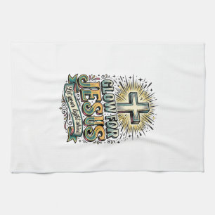 Leuchte für Jesus Vintage Christian Kreuz Shirt Geschirrtuch