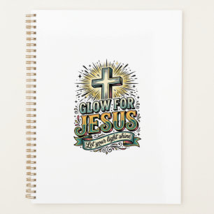 Leuchte für Jesus Vintage Christian Kreuz Shirt Planer