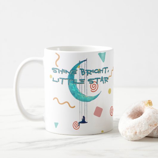 Leuchte hell, kleiner Stern – süße sternenklare Na Kaffeetasse (Mit Donut)