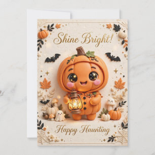 Leuchte hell! Süße Kürbis-Halloween-Einladung - Einladung