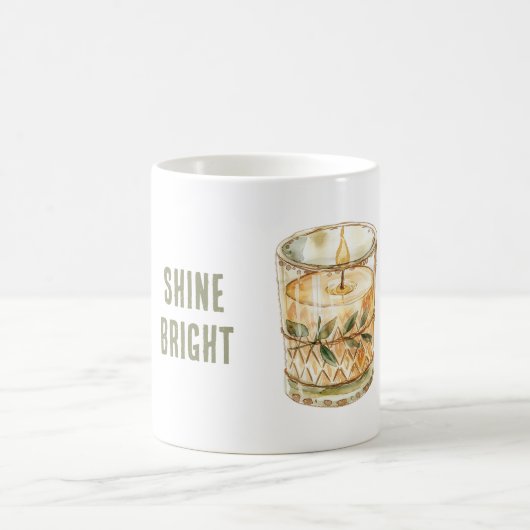 Leuchte Helle Kerze Grüne Blätter Boho Kaffeetasse (Mittel)