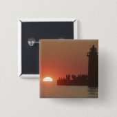 Leuchte Leuchtturm Sonnenuntergang Silhouette im S Button (Vorne & Hinten)