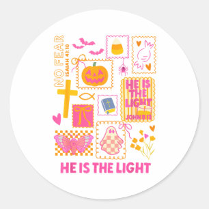 Leuchte mit dem Licht Jesu christliches Halloween Runder Aufkleber