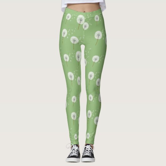 Leuchte Muster auf grünem Hintergrund Leggings (Vorderseite)