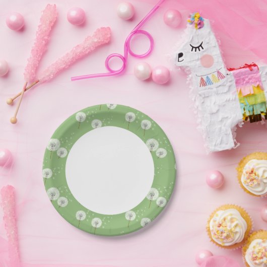 Leuchte Muster auf grünem Hintergrund Pappteller (Party)