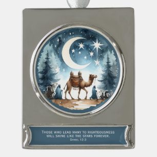 Leuchte wie die Sterne – Reise unter dem Mondlicht Banner-Ornament Silber