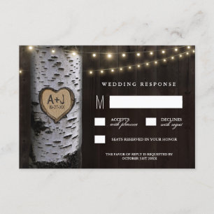 Leuchten + Birkenbaum-Hochzeitskarten RSVP Karte