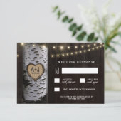 Leuchten + Birkenbaum-Hochzeitskarten RSVP Karte (Stehend Vorderseite)