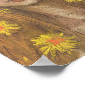 Leuchten Blümchen, Blonde Girl und Blume Malerei Poster (Ecke)