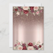 Leuchten, Burgunder Glitzer, Rose Gold Rente Einladung (Rückseite)