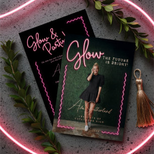 Leuchten Die Zukunft ist hell Spaß Pink Neon-Absch Folieneinladung