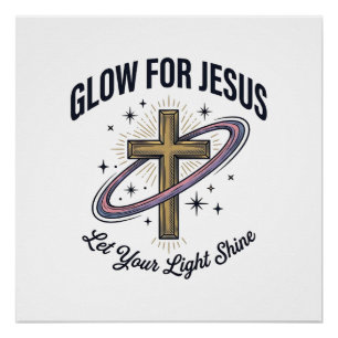 Leuchten für Jesus Christliches Kreuz Vintage Vekt Poster