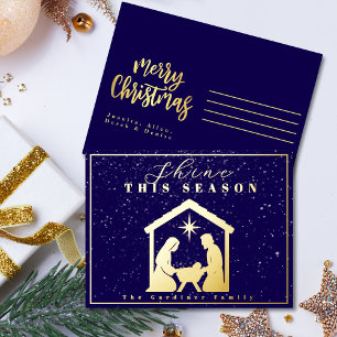 Leuchten Sie in dieser Weihnachtszeit - Geburt Chr Folien Feiertagspostkarte